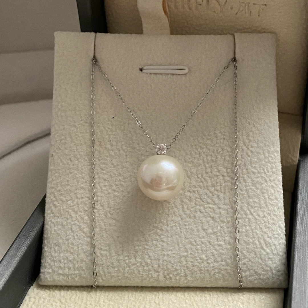 18K金戴妃6A爱迪生珍珠吊坠 12-13mm大龙珠吊坠 含S925银链