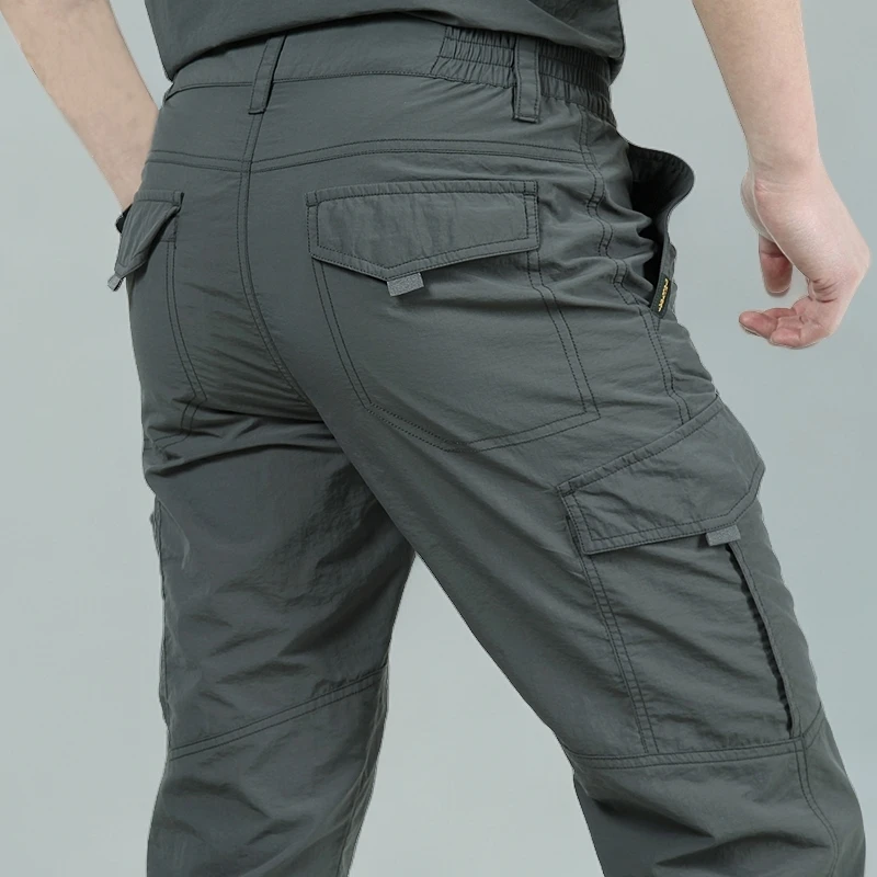 秋冬厚款男裤户外速干裤男直筒多口袋防风休闲长裤加绒登山工装裤