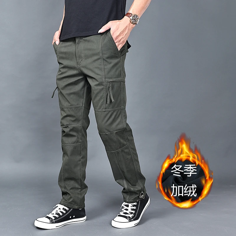 秋冬防风厚款工装裤加绒男裤户外软壳多口袋长裤男士休闲裤速干裤