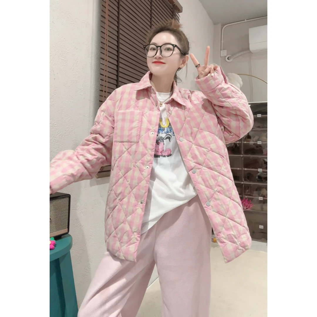 【Z.D.C】菱格纹的一件羽绒外套/韩版宽松减龄
