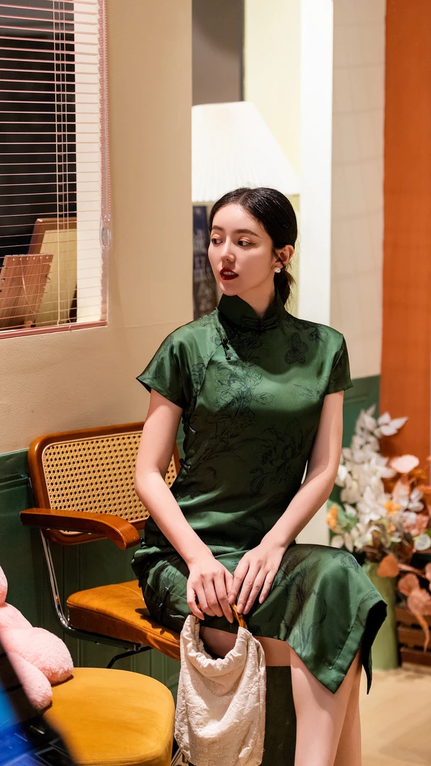 一然原创【折清风】夏季复古显瘦气质优雅国风古法全开襟旗袍128C