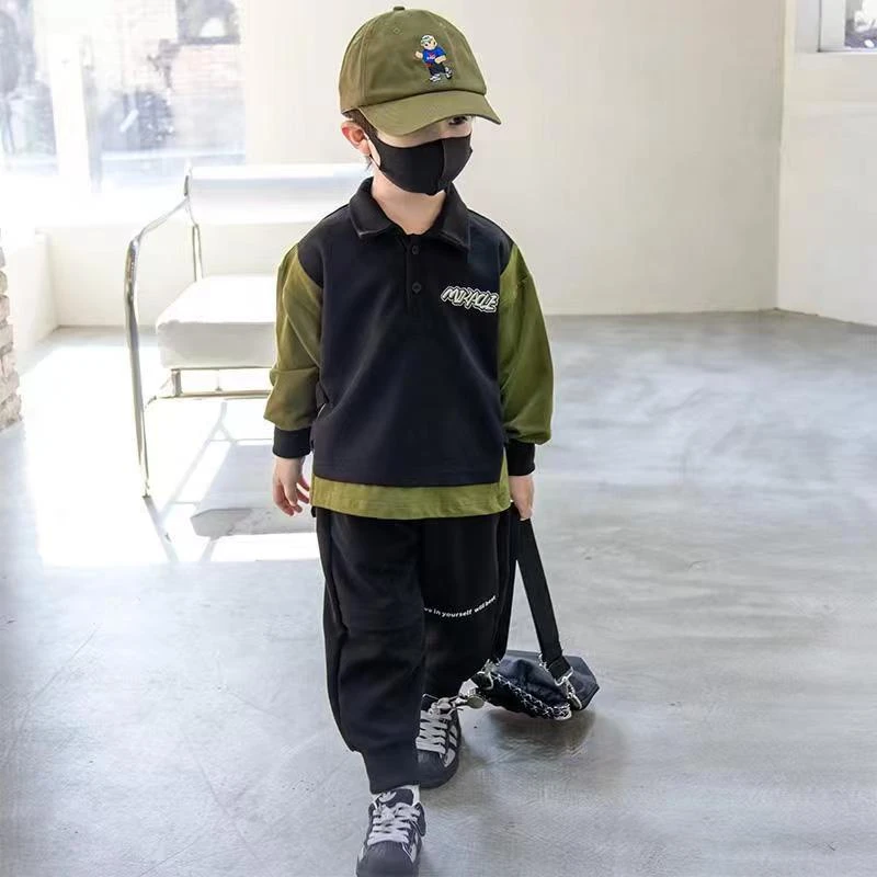 男童春秋套装2024新款儿童潮流POLO衫男孩宝宝休闲两件套时尚潮衣