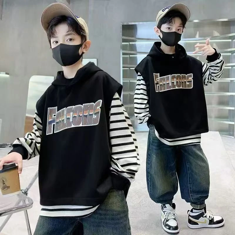 【实体品质现货】马甲卫衣衫新中式两件套中大童休闲帅气炸街时尚