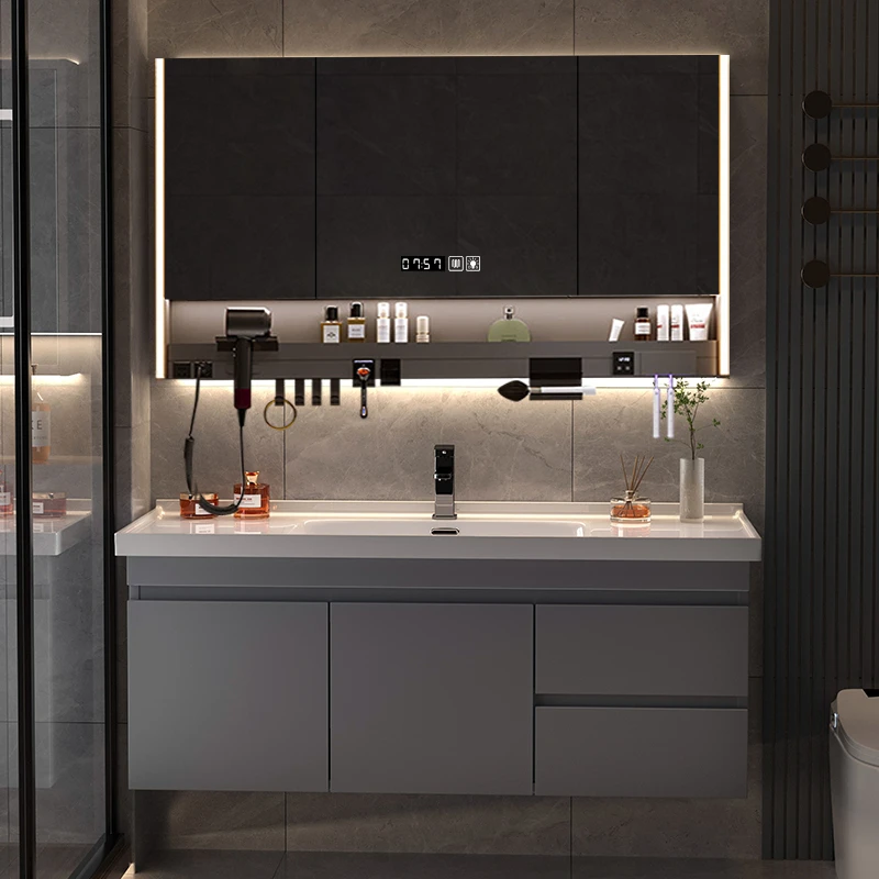 陶瓷一体浴室柜组合洗手盆洗脸盆多层实木洗漱台洗手池简约套装