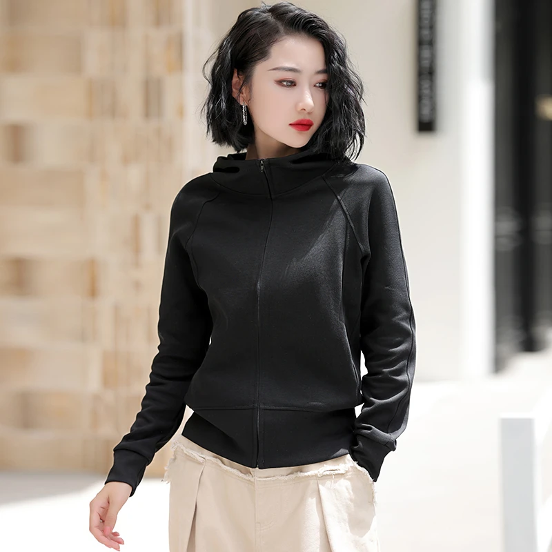 卫衣女春秋季薄款大码遮肚显瘦上衣长袖休闲百搭连帽衫时尚运动