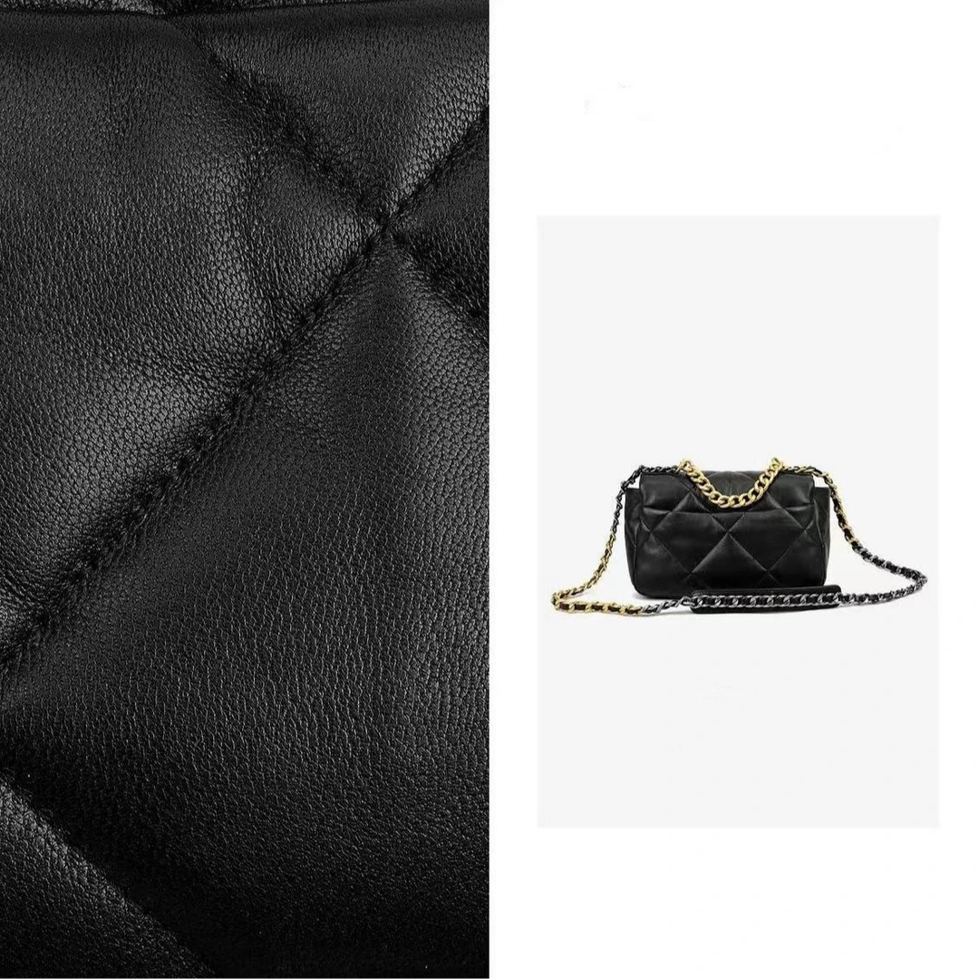 原厂皮菱格刺绣小香真皮手提斜挎单肩包