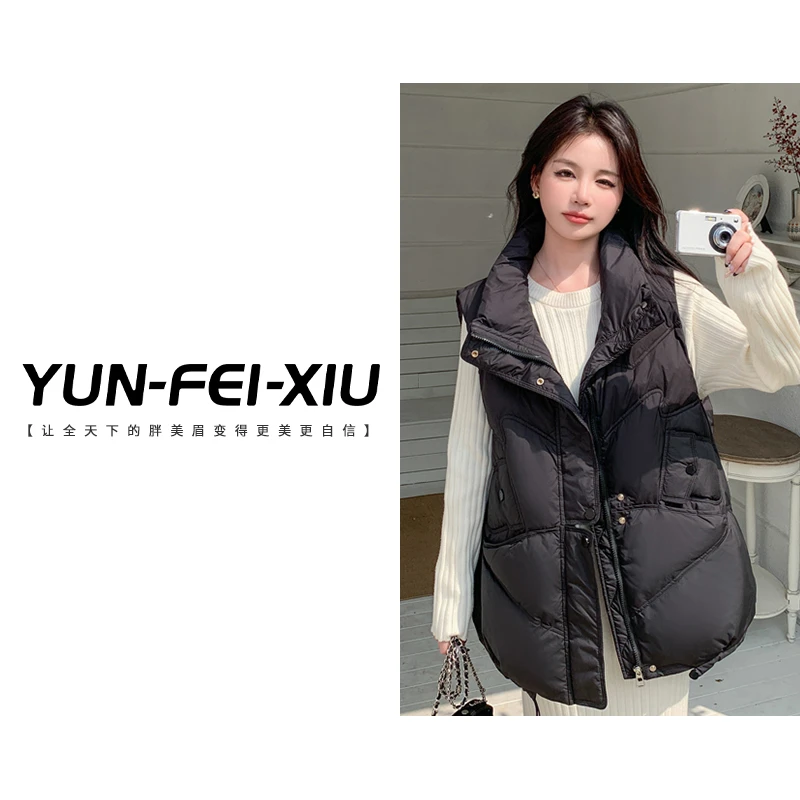 云妃秀大码女装马甲显瘦百搭胖妹妹时尚休闲羽绒气质日常冬D9908
