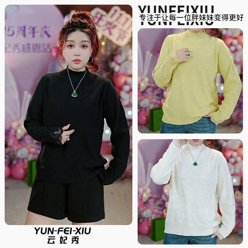 云妃秀大码女装针织衫时尚休闲宽松显瘦减龄气质百搭上衣春季02