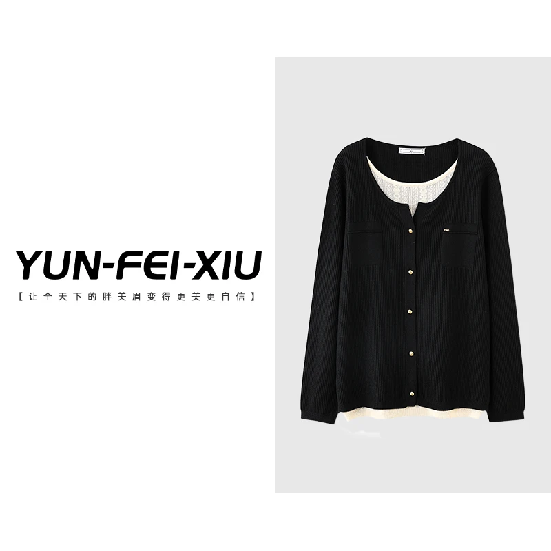 云妃秀大码女装针织衫时尚宽松显瘦减龄韩版百搭上衣春季85515