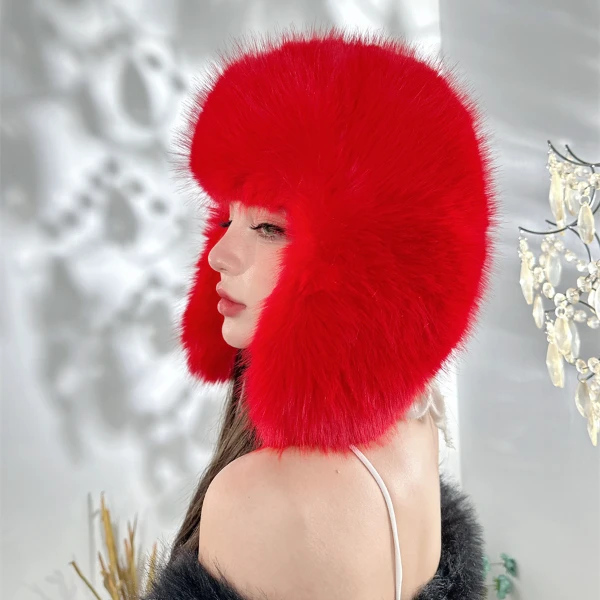 CREAMPP 秋冬加厚高品质仿狐狸毛加厚护耳皮草帽防风东北雷锋帽