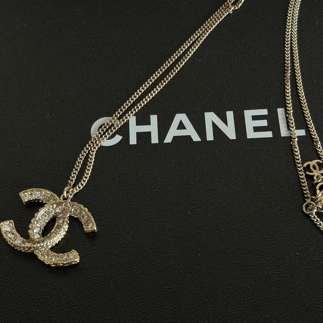 99新 Chanel/香奈儿 长款双C满钻毛衣链/xm10885