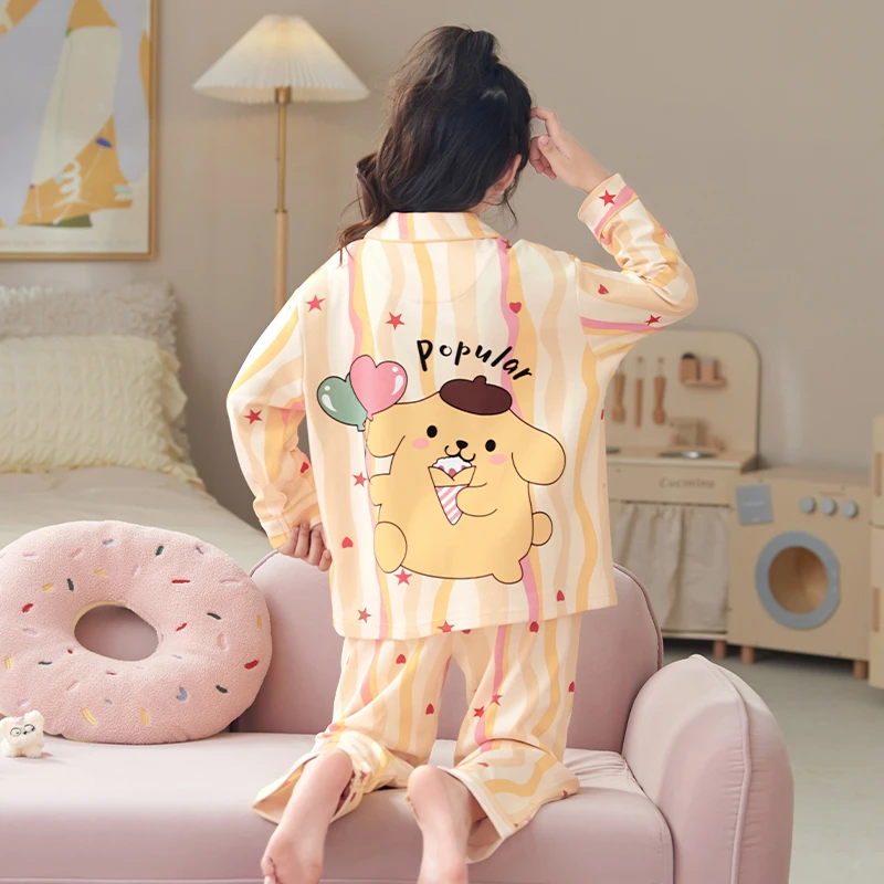 bejirog/北极绒洋气可外穿女童中学生长袖翻领纯棉睡衣家居服套装
