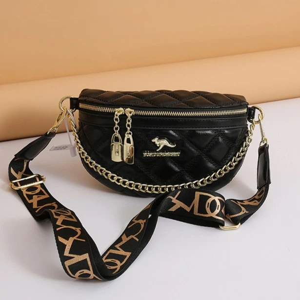 包包女2025新款胸包单肩斜挎包百搭菱格宽带软皮时尚链条女士小包