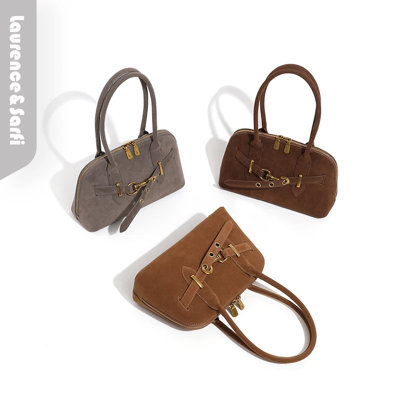 Laurence&Sarfi路易赛菲【雪日茶话会】复古时尚百搭磨砂斜跨贝壳包