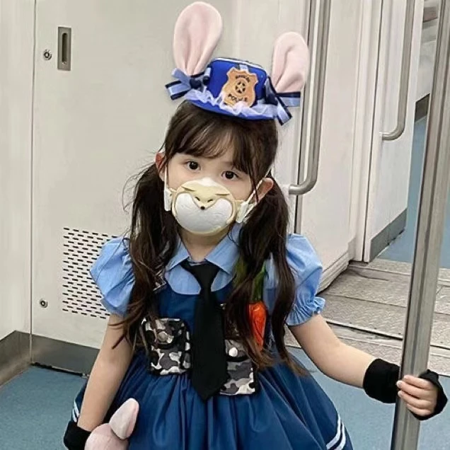 兔子警官帽子儿童COS卡通兔耳朵头饰