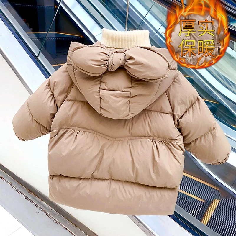 女宝宝白鸭绒儿童羽绒服2024中长款女童新款冬季加厚外套洋气冬装