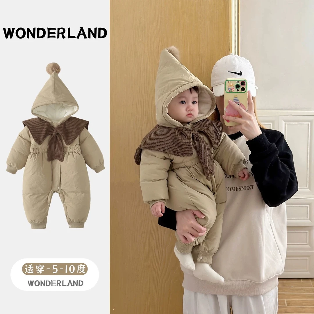 外出服保暖棉衣棉服冬季【平替好物】洋气外穿加绒宝宝儿童连体衣