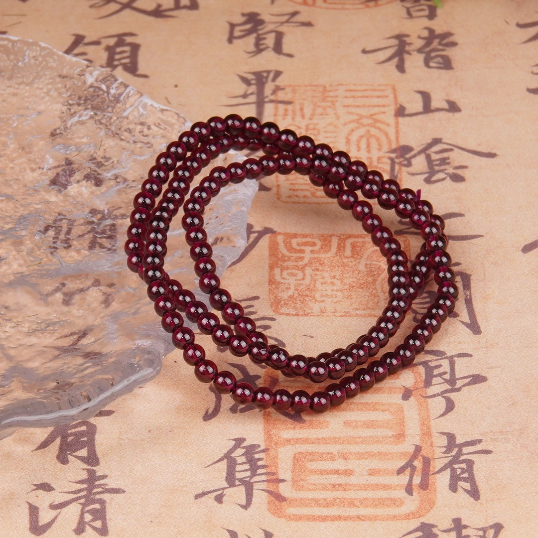 【书记甄选】石榴石三圈手链 多样式发一4mm GD1344