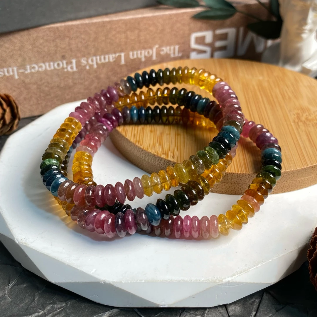 【书记甄选】天然碧玺药片珠单圈手链 多样式发一件  CK313