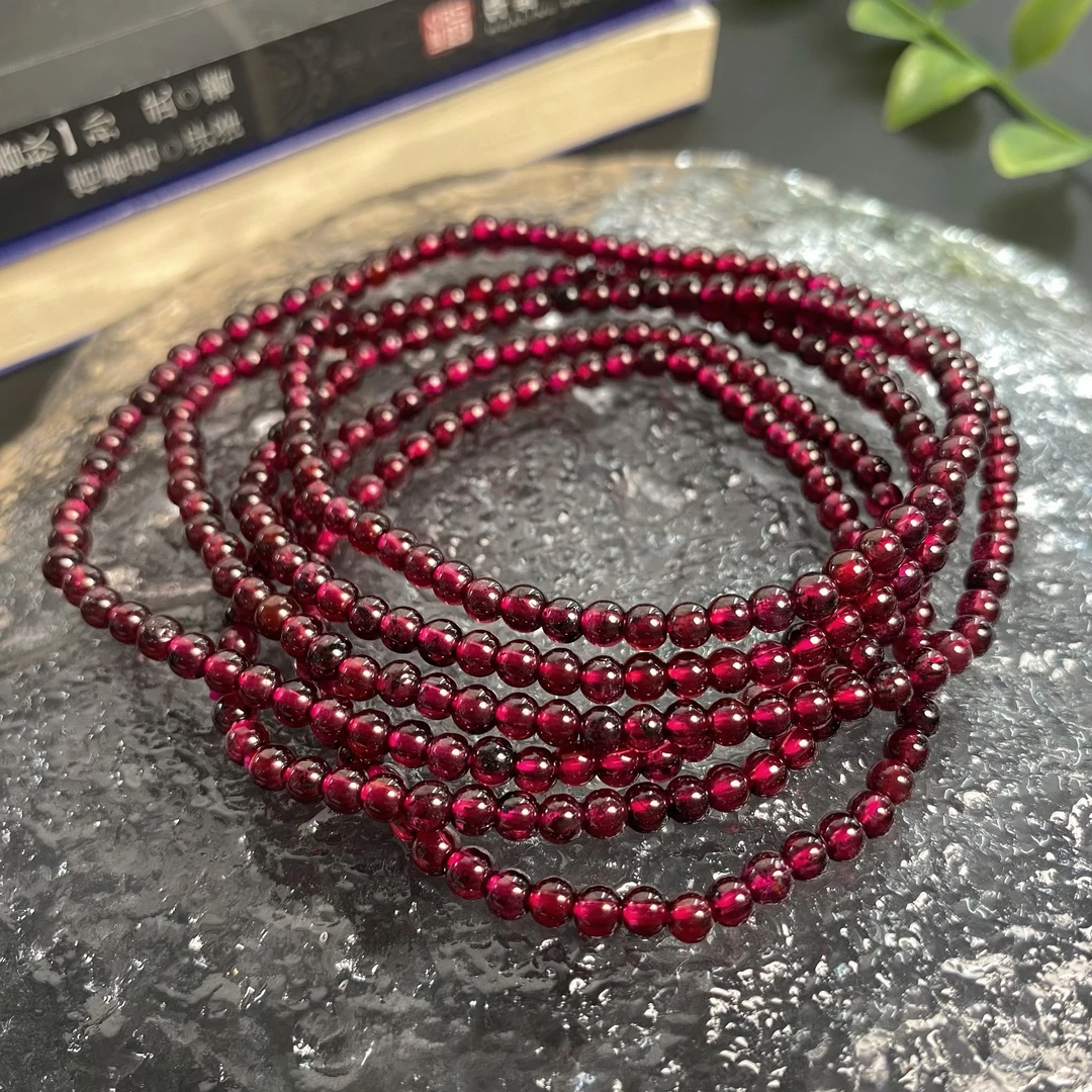【书记甄选】天然石榴石三圈手链 多样性发一件 约3mm+ CK662