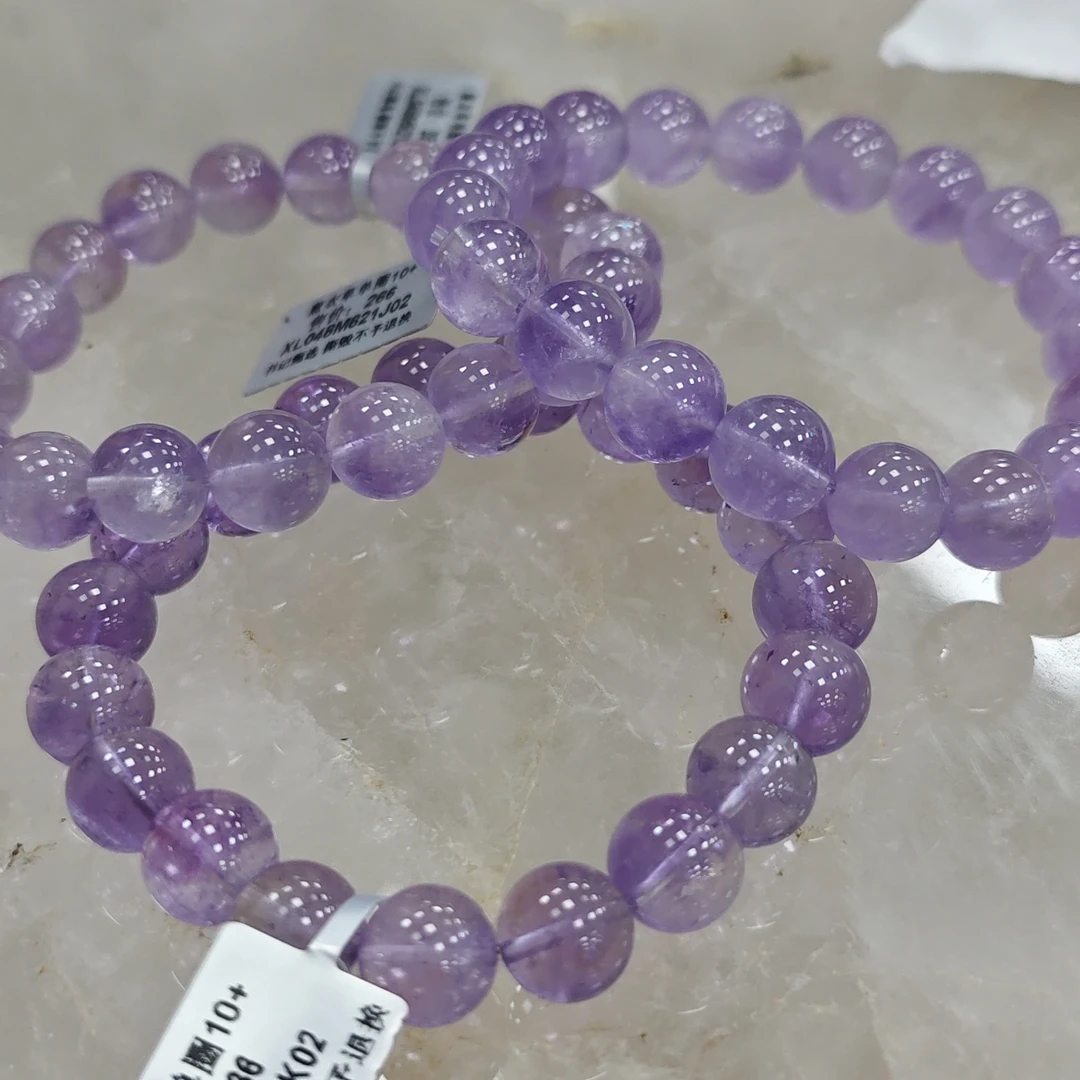 天然紫水晶薰衣草单圈水晶手链 多样性发一件 约10mm XL048