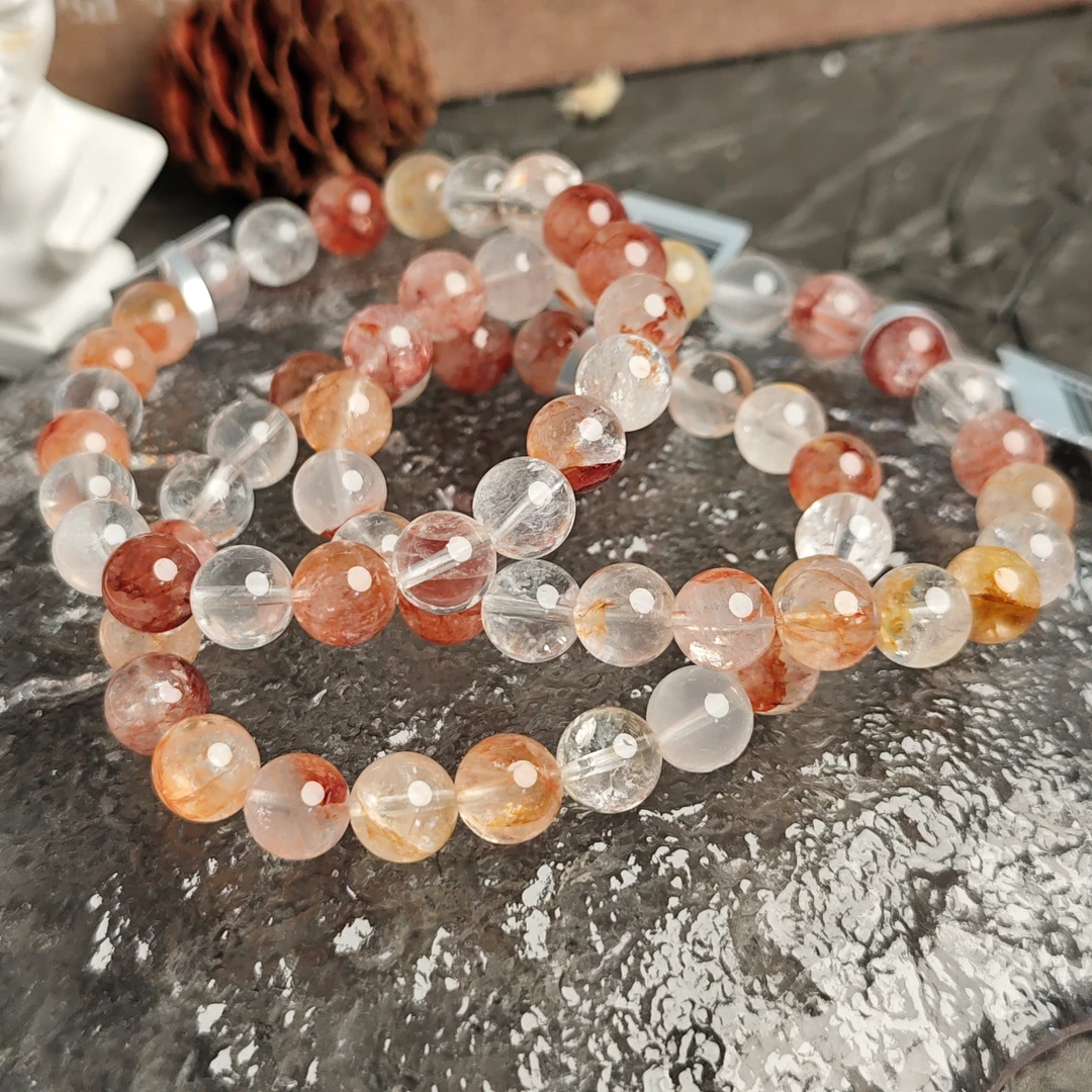 【书记甄选】天然红黄胶花单圈手链 多样性发一件 约6mm Ck3120