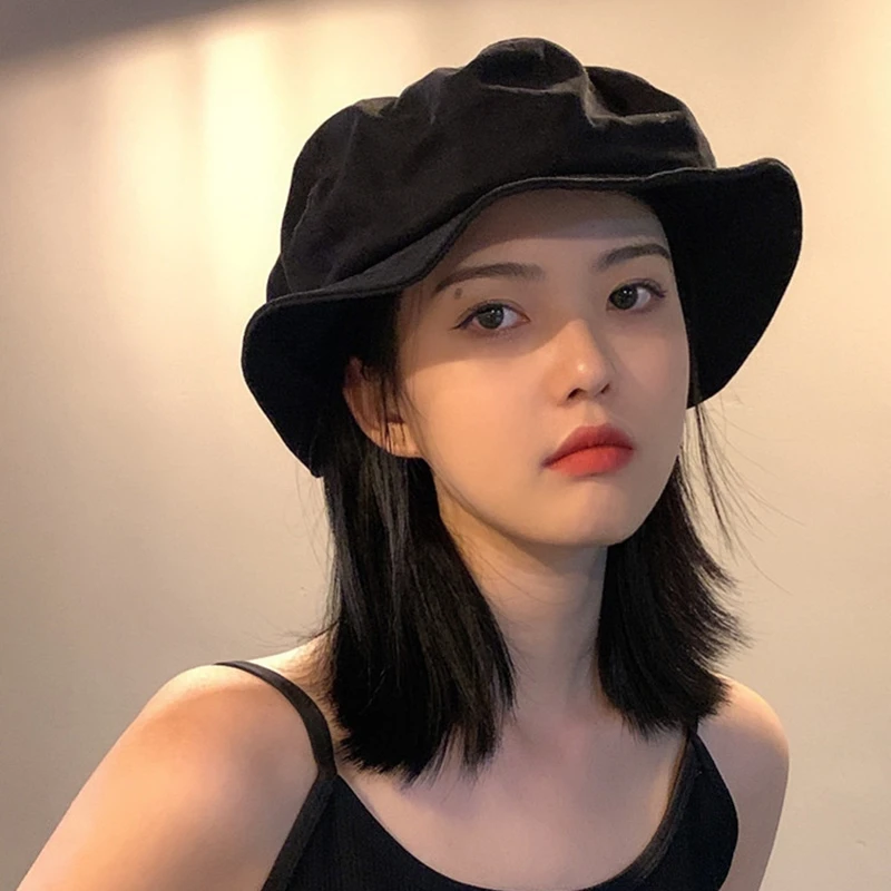小众个性云朵帽春秋日系暗黑色帽子女显脸小渔夫帽水母帽遮阳盆帽