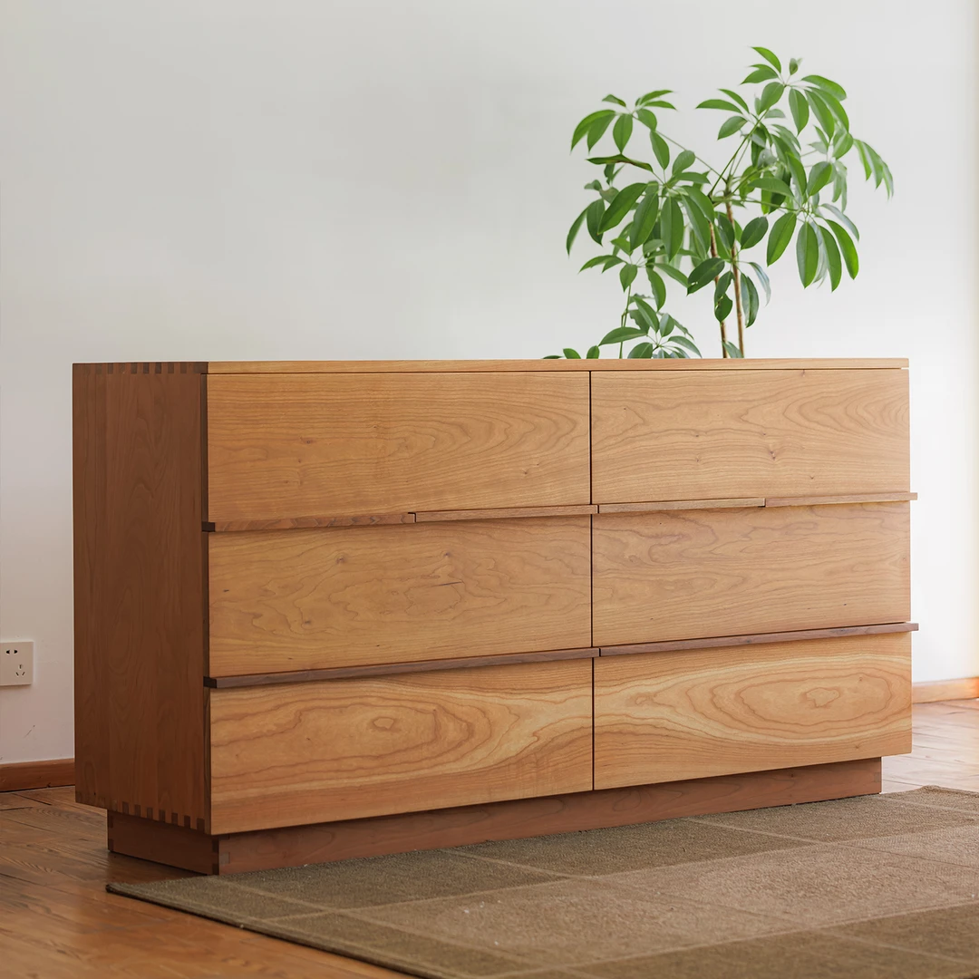 以山暖树 樱桃木六斗柜实木六斗柜卧室收纳柜置物柜客厅斗柜立柜