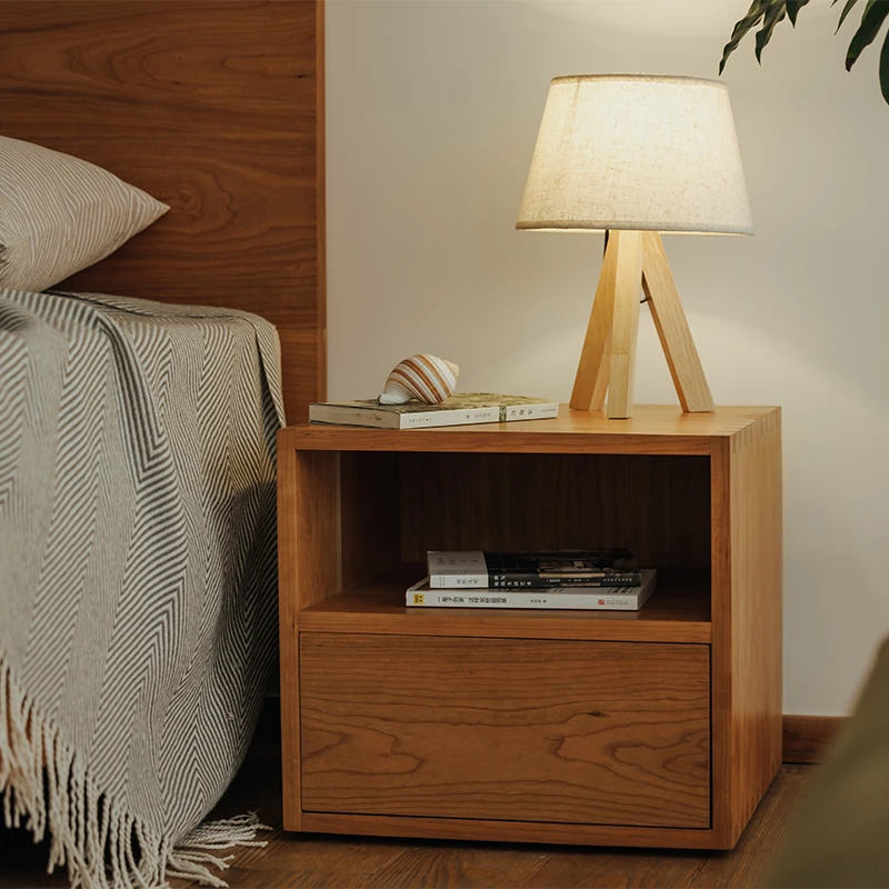 以山 抱朴床头柜 卧室原木床头柜实木柜组合边柜抽屉收纳柜子置物