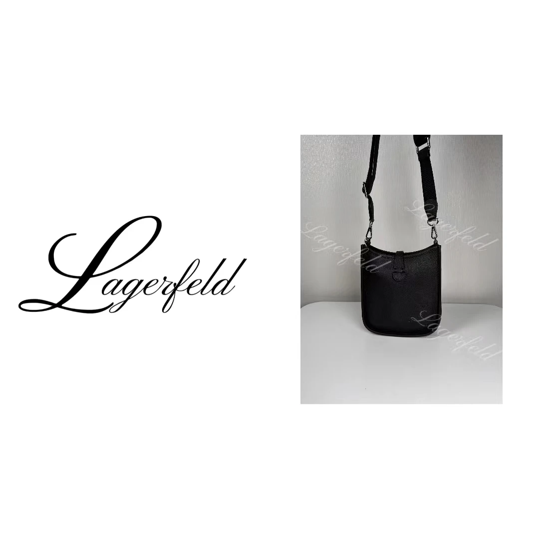 LAGERFELD手工高定女士真皮牛皮单肩包黑EVL#