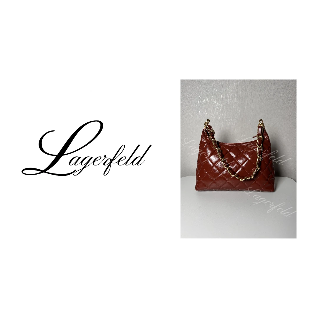 LAGERFELD手工高定女士真皮牛皮单肩包焦糖HOBO32#