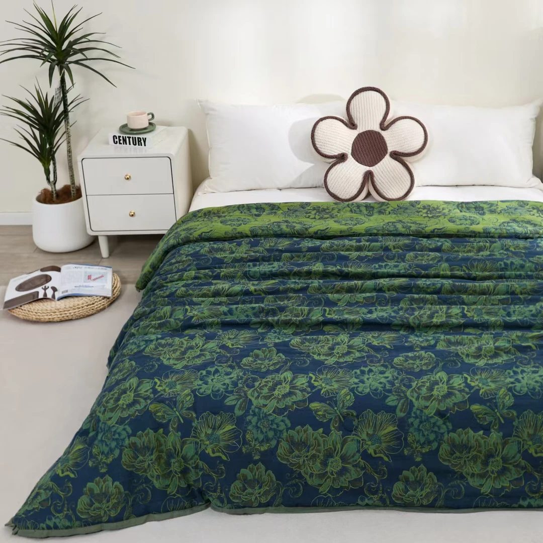 花蕾230*200 高端纯棉细纱A长绒棉亲肤柔软清新秋冬被绗缝