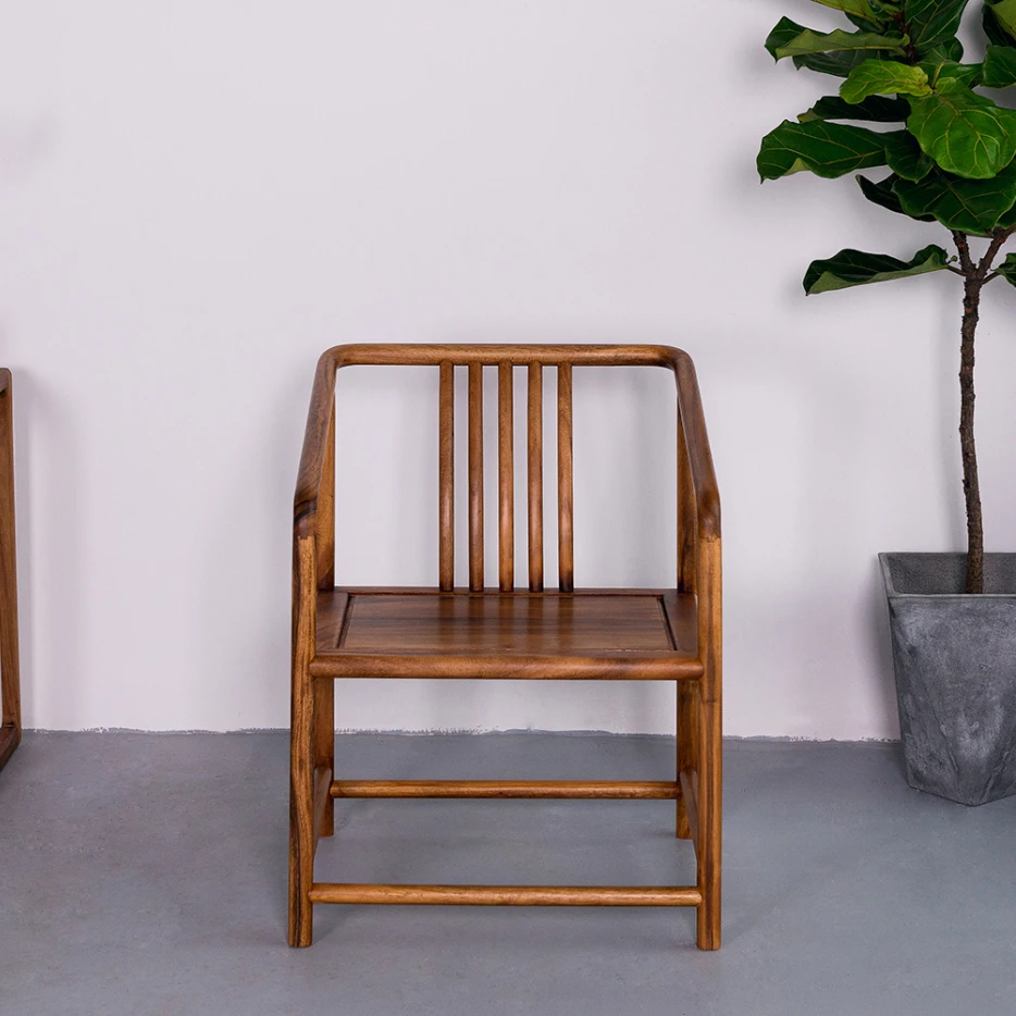 南美胡桃木禅椅新中式简约中式禅意阳台茶椅圈椅太师椅茶桌椅围椅
