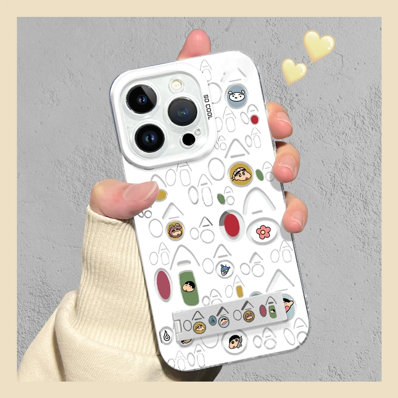 哈哈小新之家天使眼支架壳适用苹果15手机壳iPhone13华为一加vivo