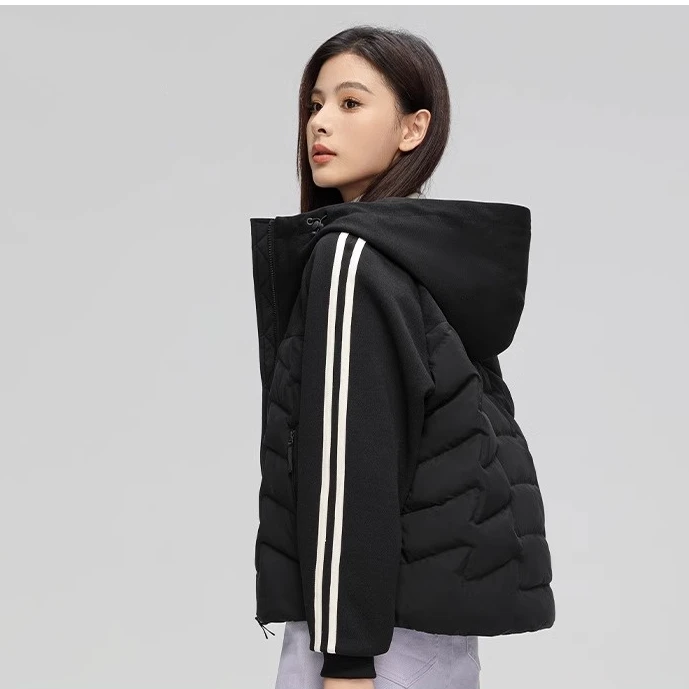时尚女士连帽短款女款2024新款秋冬薄款羽绒女外套
