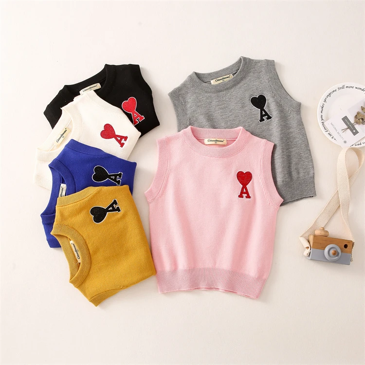 儿童马甲背心外穿针织衫男童毛衣春秋2023新款女童宝宝套头打底衫