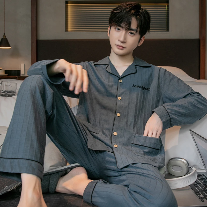 春秋季睡衣男士宽松大码休闲长袖长裤睡衣男款爆款2025新款高级感