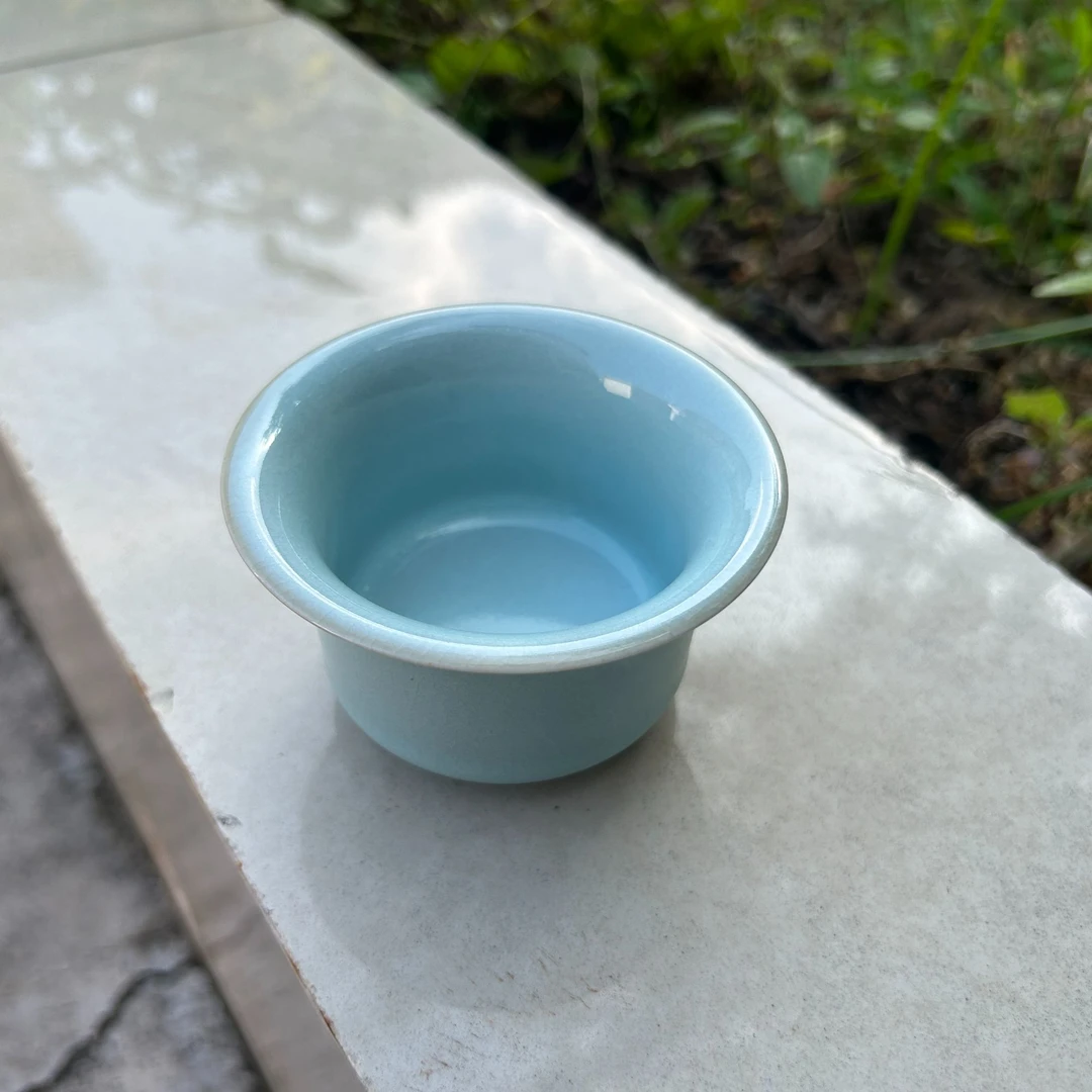 全品马蹄杯80cc杨聚斌支钉烧纯手工拉胚原矿釉蝉翼纹汝瓷主人杯