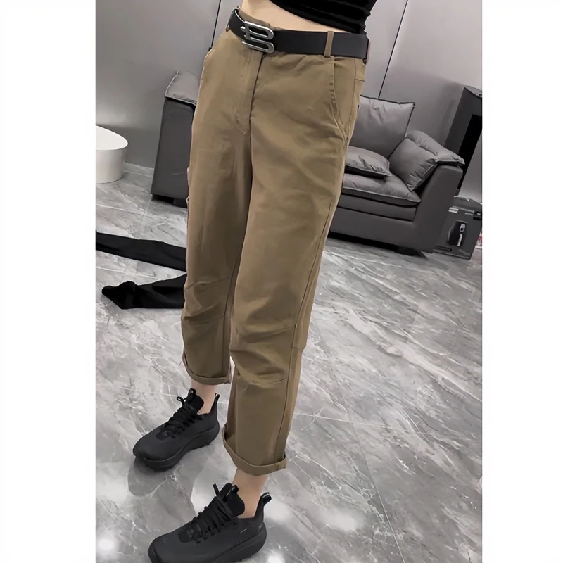 梨形显瘦大码哈伦老爹牛仔裤子女2024年早秋季新款工装九分裤高腰