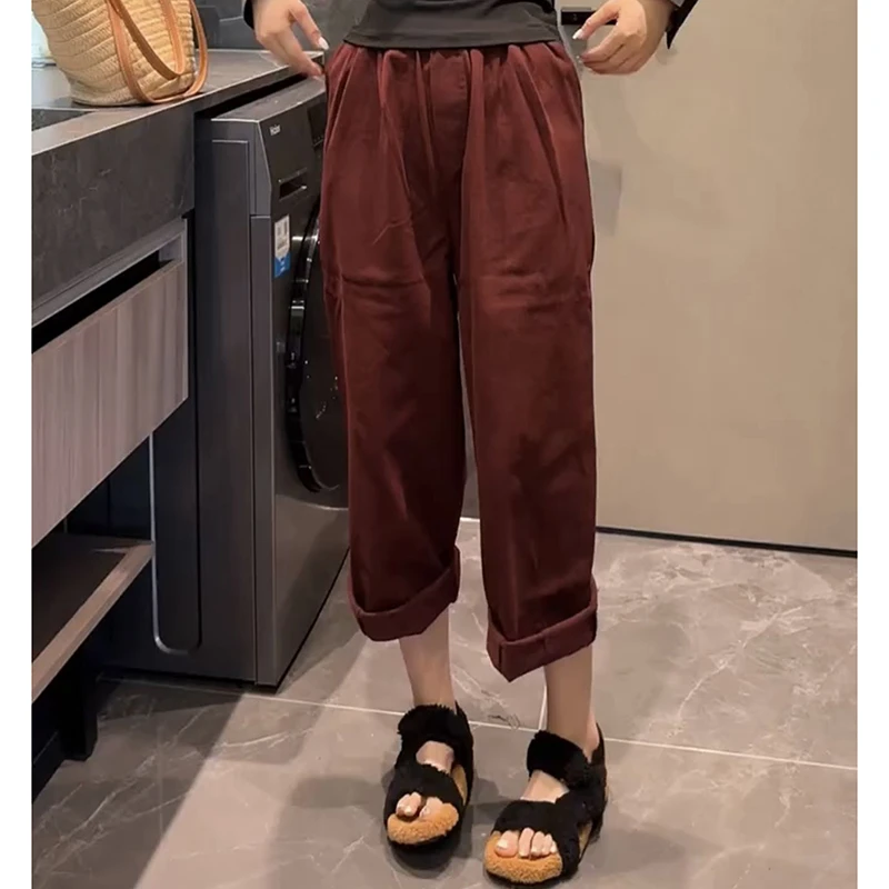 梨形显瘦大码哈伦老爹裤子女2024年早秋季新款九分牛仔裤高腰宽松