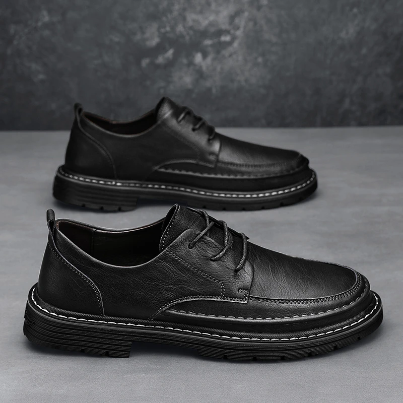 休闲皮鞋 柔软舒适男士百搭男鞋黑色工作休闲鞋潮鞋鞋子豆豆鞋