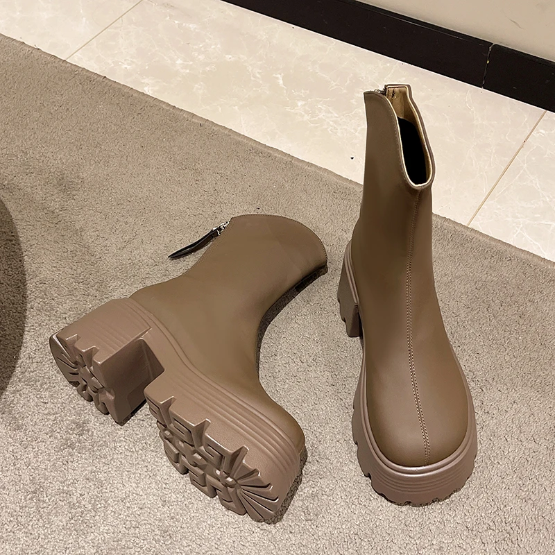 厚底马丁靴女小个子增高新款秋冬季加绒复古英伦风松糕瘦瘦短靴女