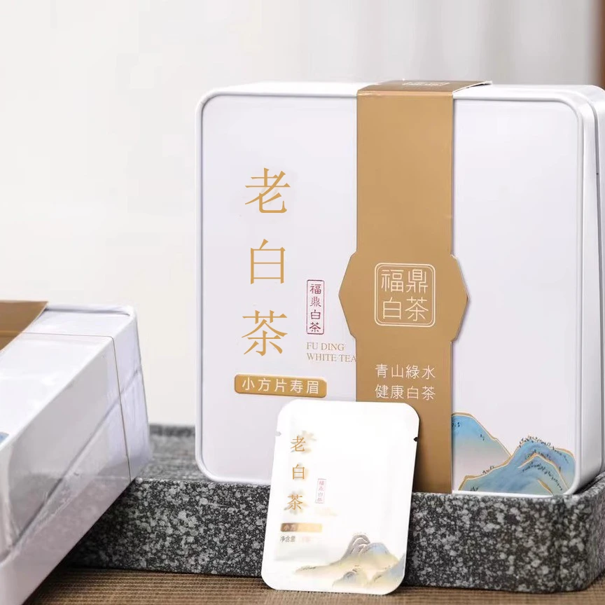 福鼎白茶正宗老白茶小方片寿眉枣香老白茶小茶饼端午节礼盒装240g