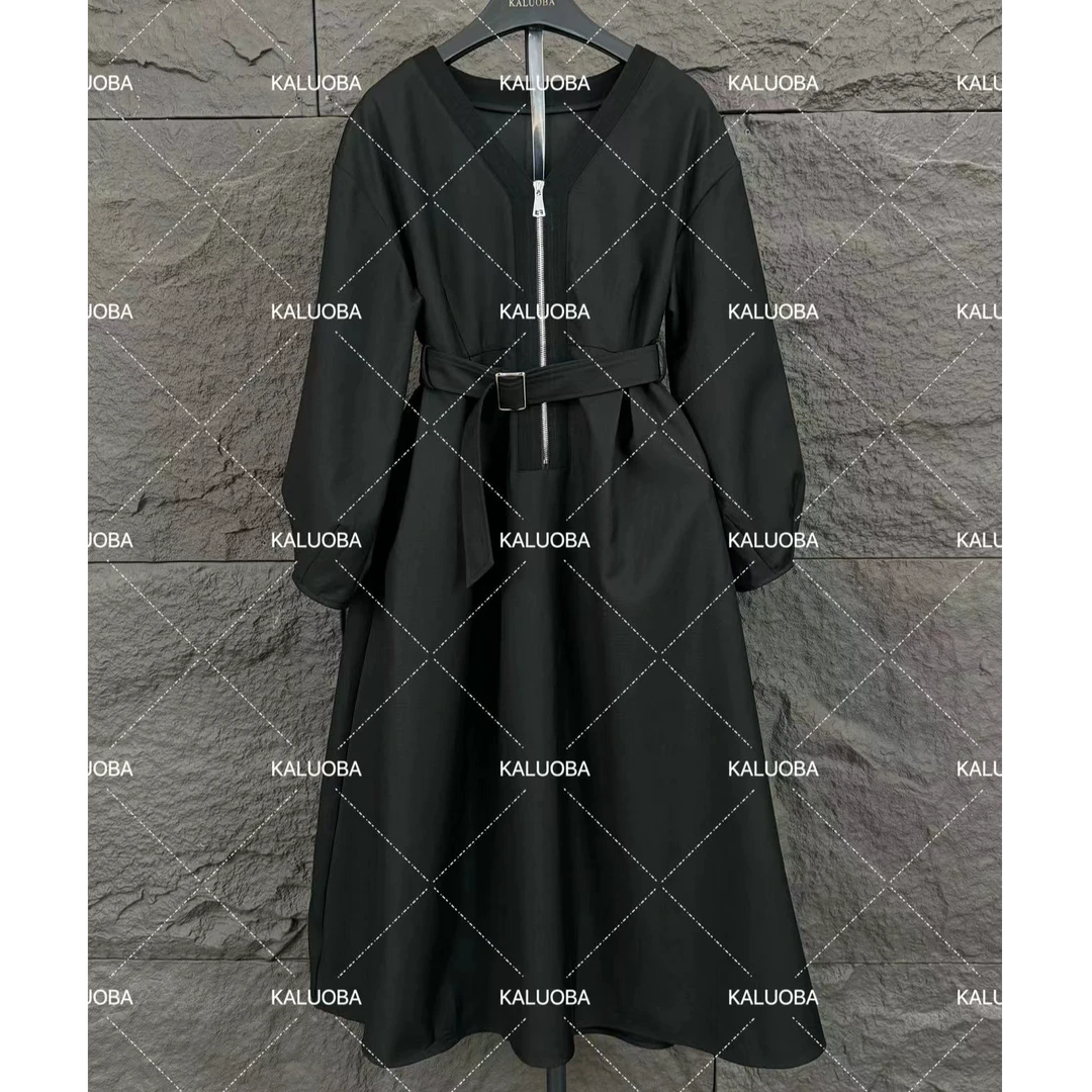 【原创大码设计师款女装】2024新款拉链腰带气质大码连衣裙5695