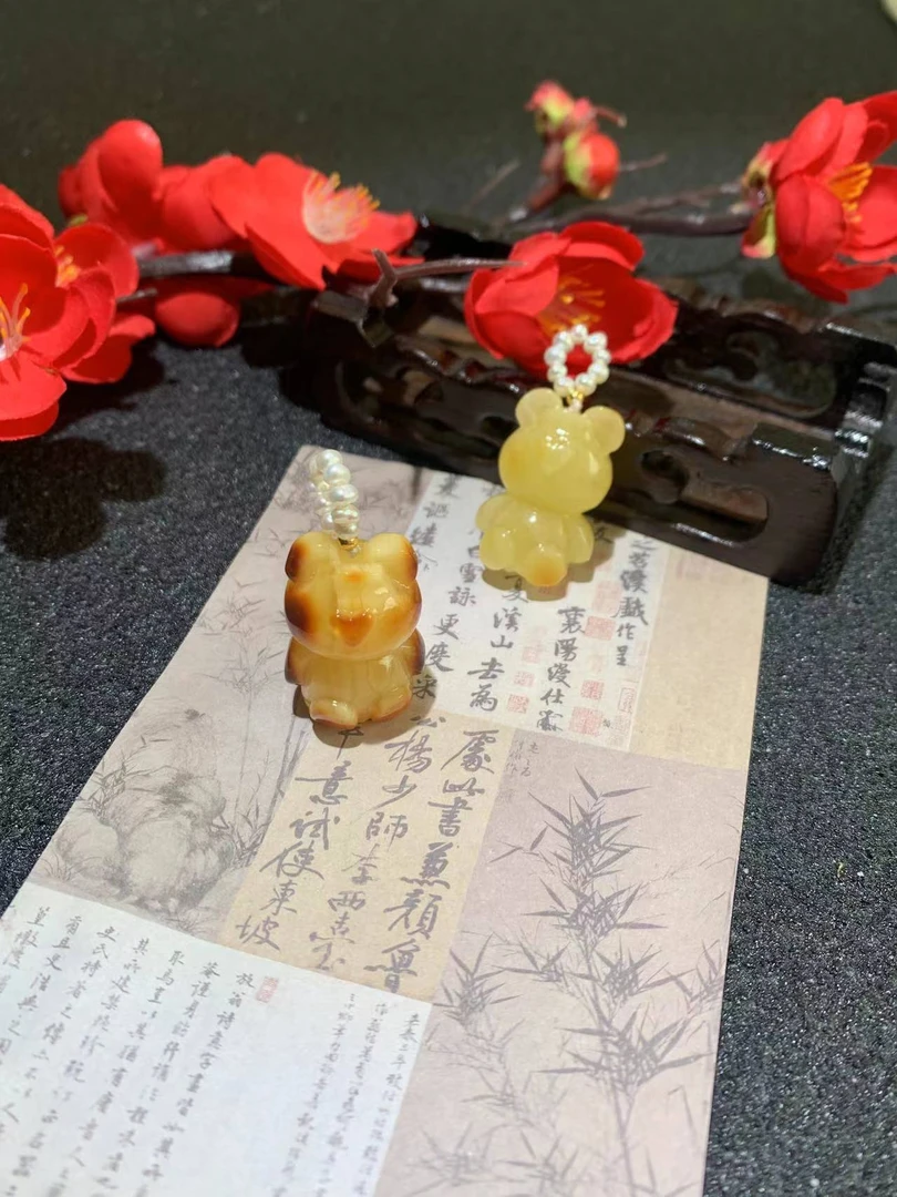 蜜蜡小熊挂件F856多样性发一