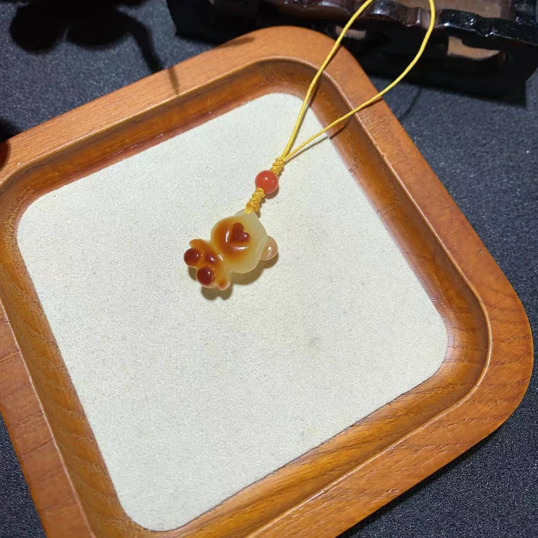 （青黛）蜜蜡小熊挂件