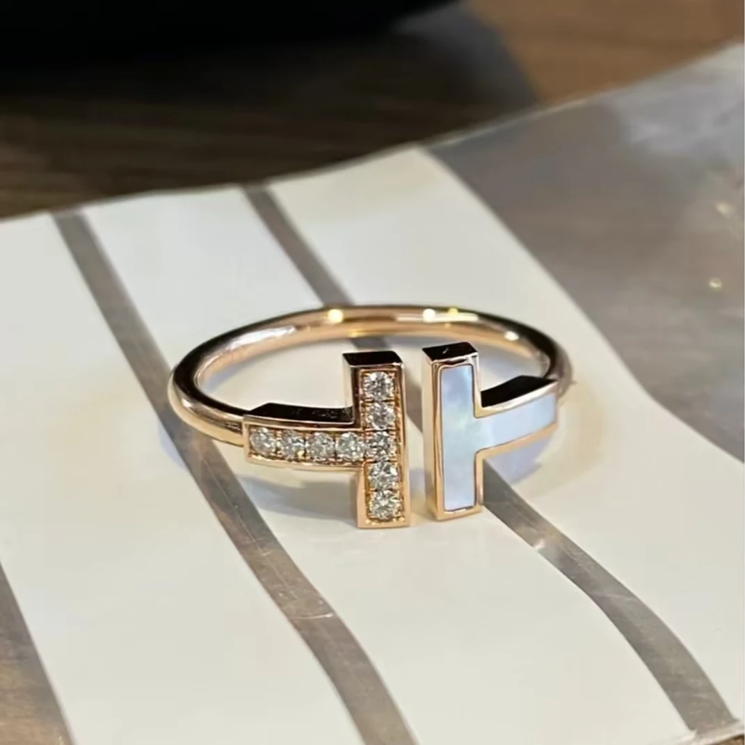 S925银白贝双T戒指HTZ0286 HTZ0287 HTZ0288