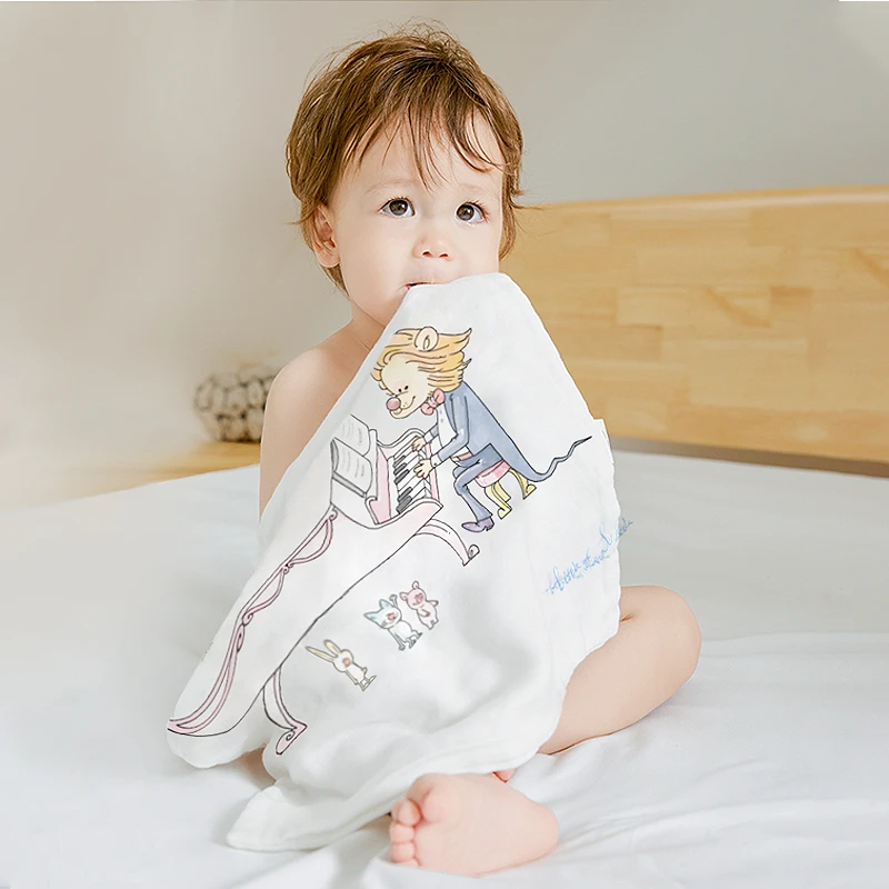 littleage婴儿洗脸毛巾新生用品纱布超柔软宝宝纯棉小方巾单条装