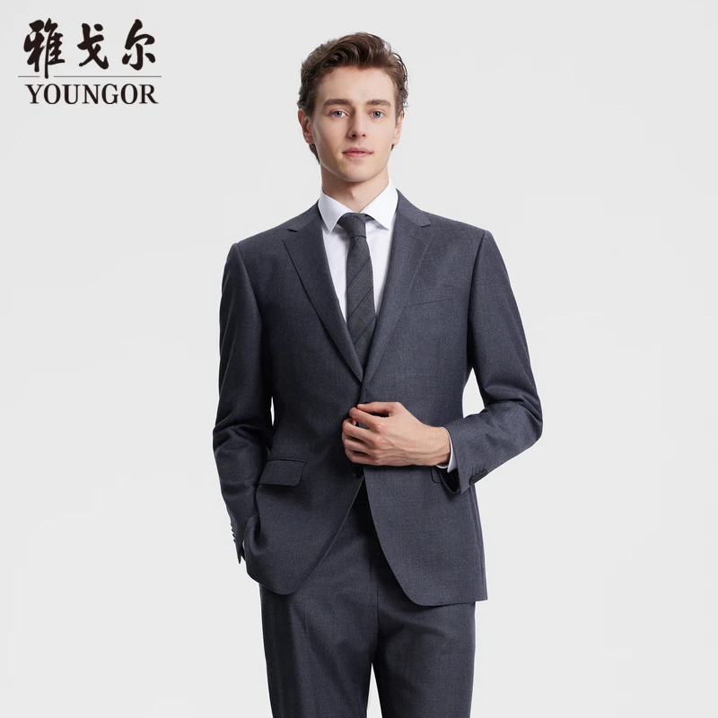 【100%纯羊毛单西】雅戈尔男式西服商务开衩时尚职业秋冬西装225135
