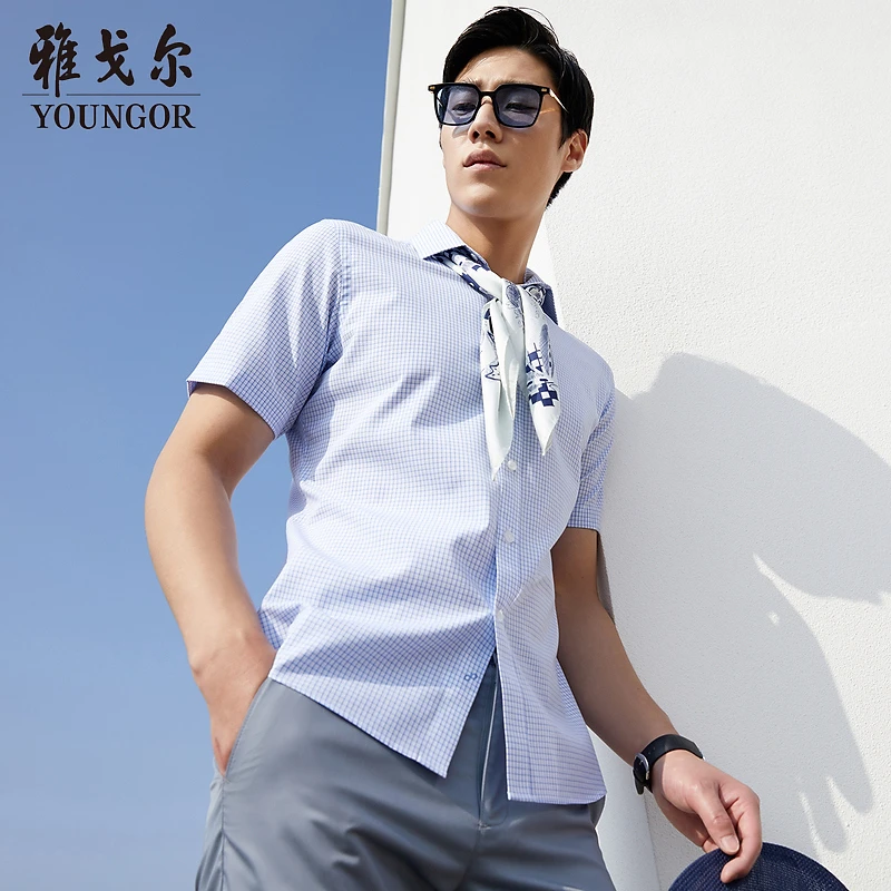 【棉弹DP+免烫】雅戈尔男装官方旗舰店商务衬衣男士短袖衬衫透气